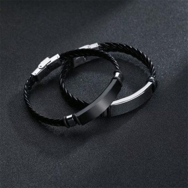 Onyx – Midnight Weave Schwarz-Silber-Armband mit Flechtmuster